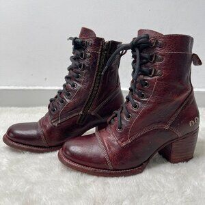 Bed Stu Dark Red Judgement Laced Combat Boot